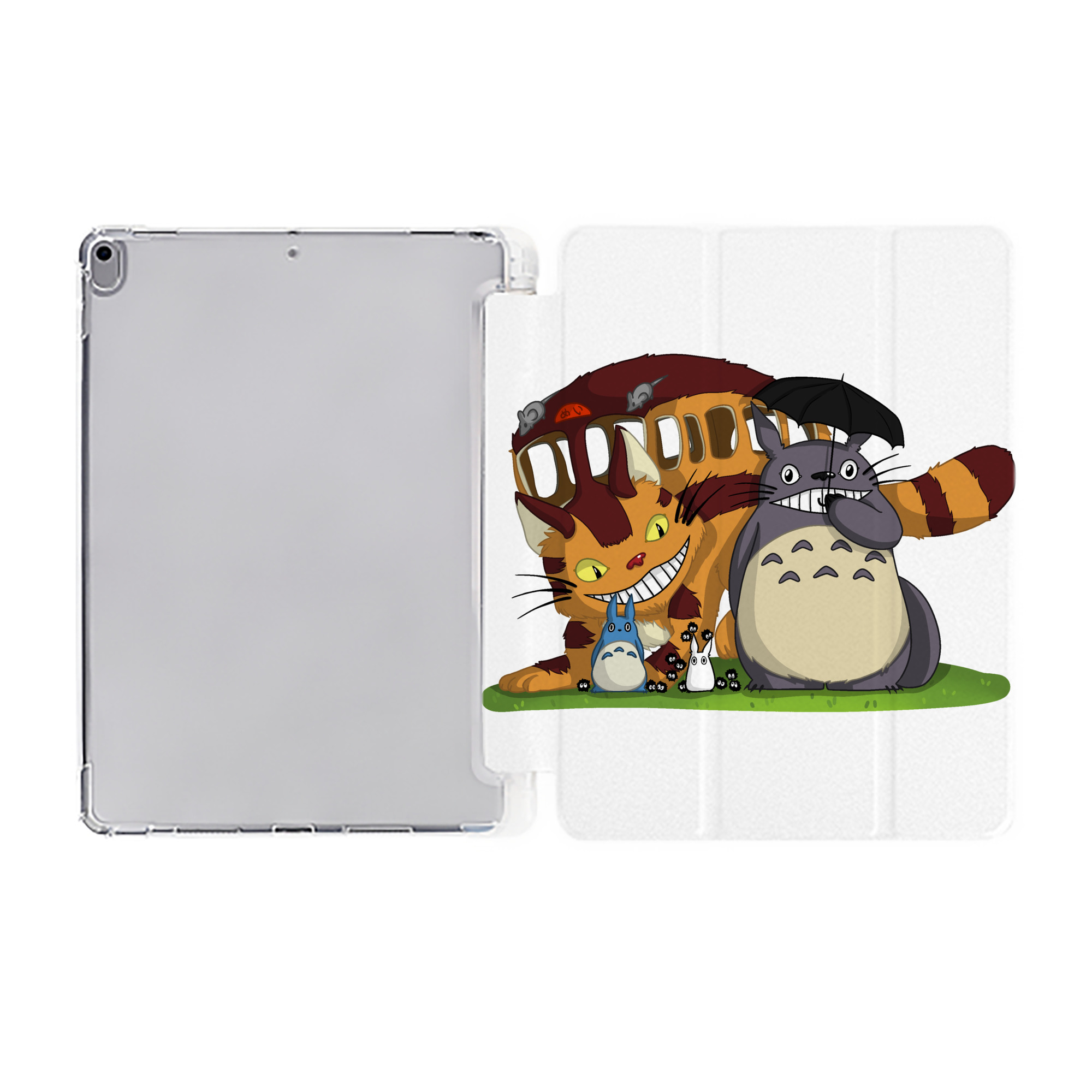 （画像用） となりのトトロ 草壁メイ 草壁サツキ My Neighbor Totoro Satsuki Kusakabe Mei Kusakabe IPad ケース ペン収納付き 三つ折りスタンド PUレザー×シリコン 対応機種9.5/10.5/10.9インチ